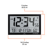 Slim Jumbo Self-Setting Wall Clock with Indoor Temperature & Humidity image