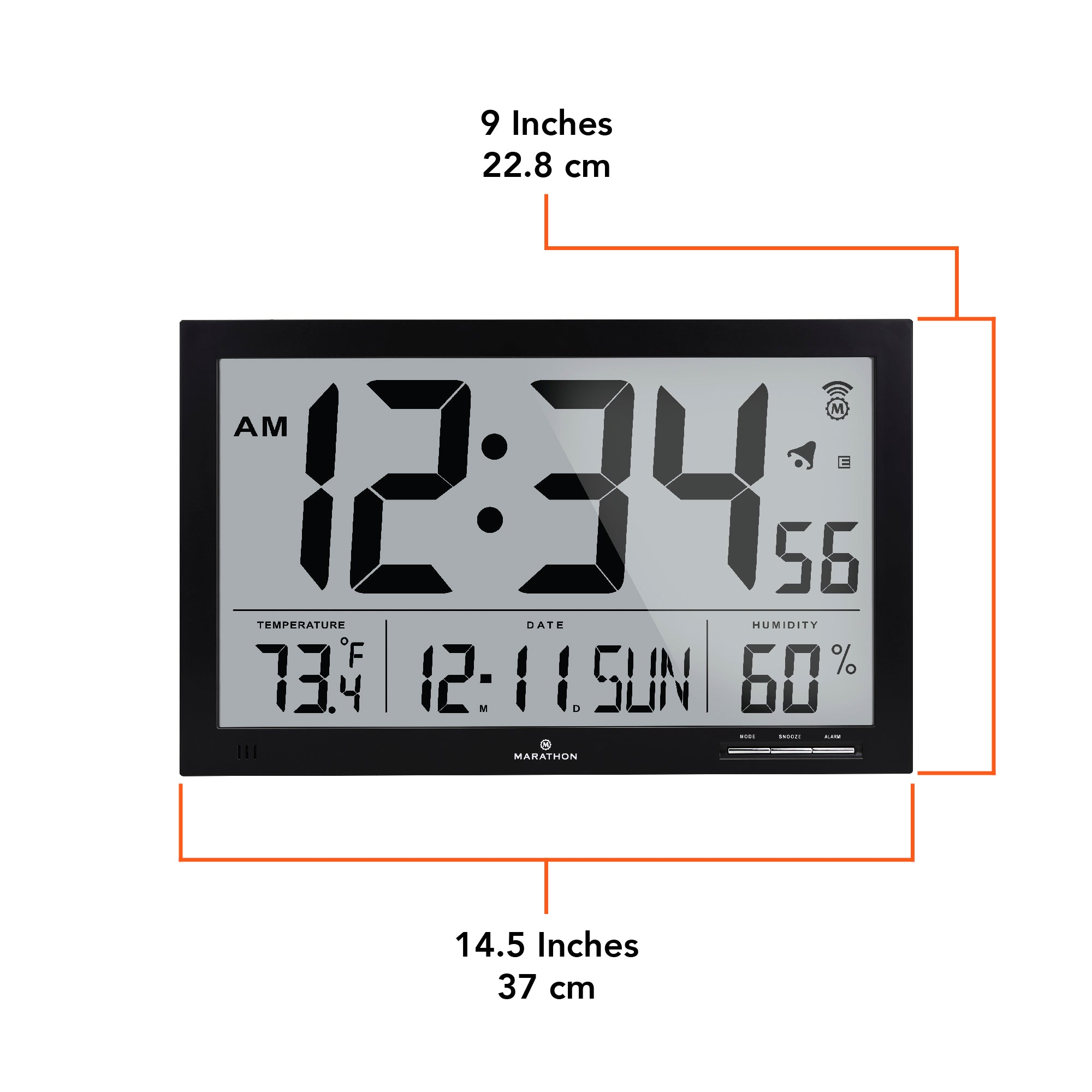 Slim Jumbo Self-Setting Wall Clock with Indoor Temperature & Humidity