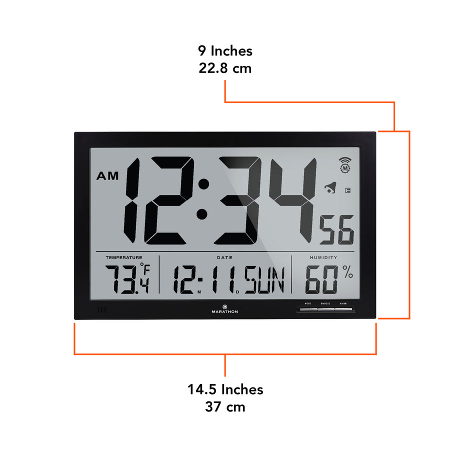 Horloge murale atomique Slim Jumbo avec température intérieure & humidité