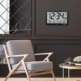 Slim Jumbo Self-Setting Wall Clock with Indoor Temperature & Humidity image
