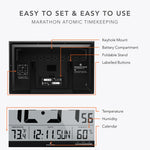 Slim Jumbo Self-Setting Wall Clock with Indoor Temperature & Humidity