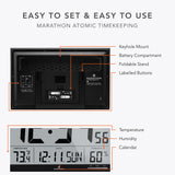 Slim Jumbo Self-Setting Wall Clock with Indoor Temperature & Humidity image