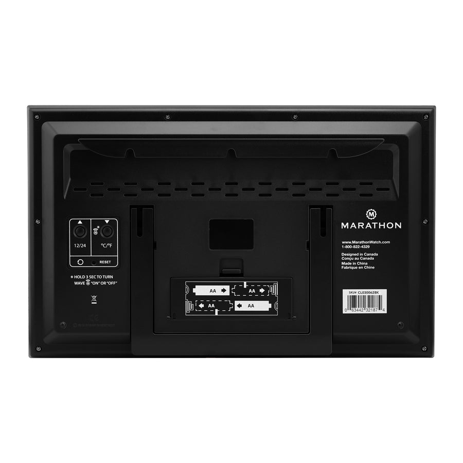 Horloge murale atomique Slim Jumbo avec température intérieure & humidité