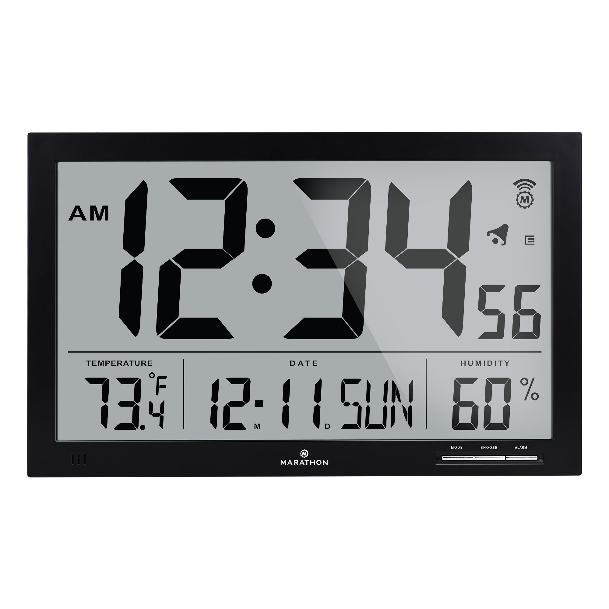 Slim Jumbo Self-Setting Wall Clock with Indoor Temperature & Humidity image