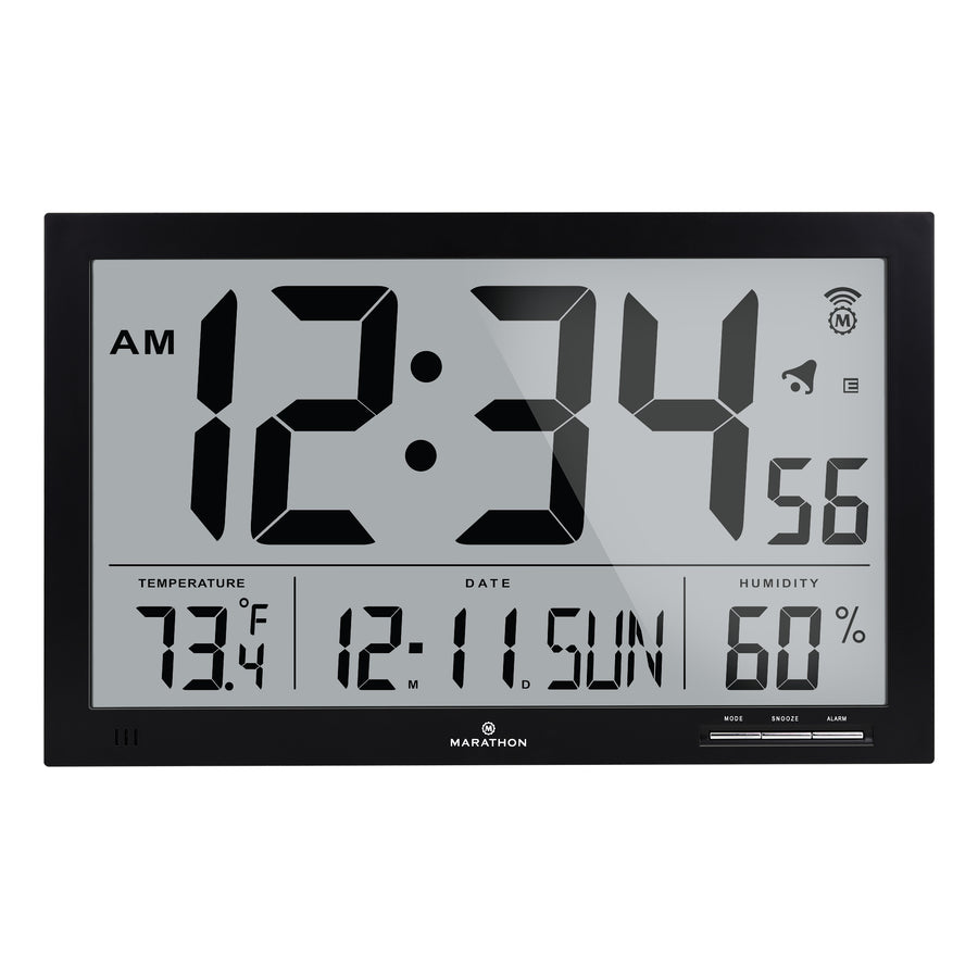 Horloge murale atomique Slim Jumbo avec température intérieure & humidité