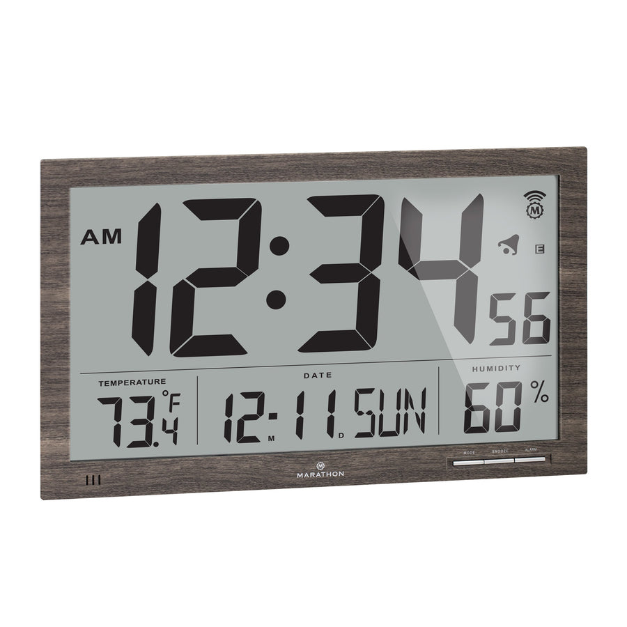 Horloge murale atomique Slim Jumbo avec température intérieure & humidité