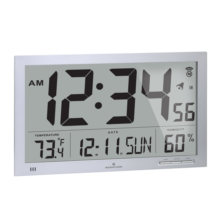 Horloge murale atomique Slim Jumbo avec température intérieure & humidité