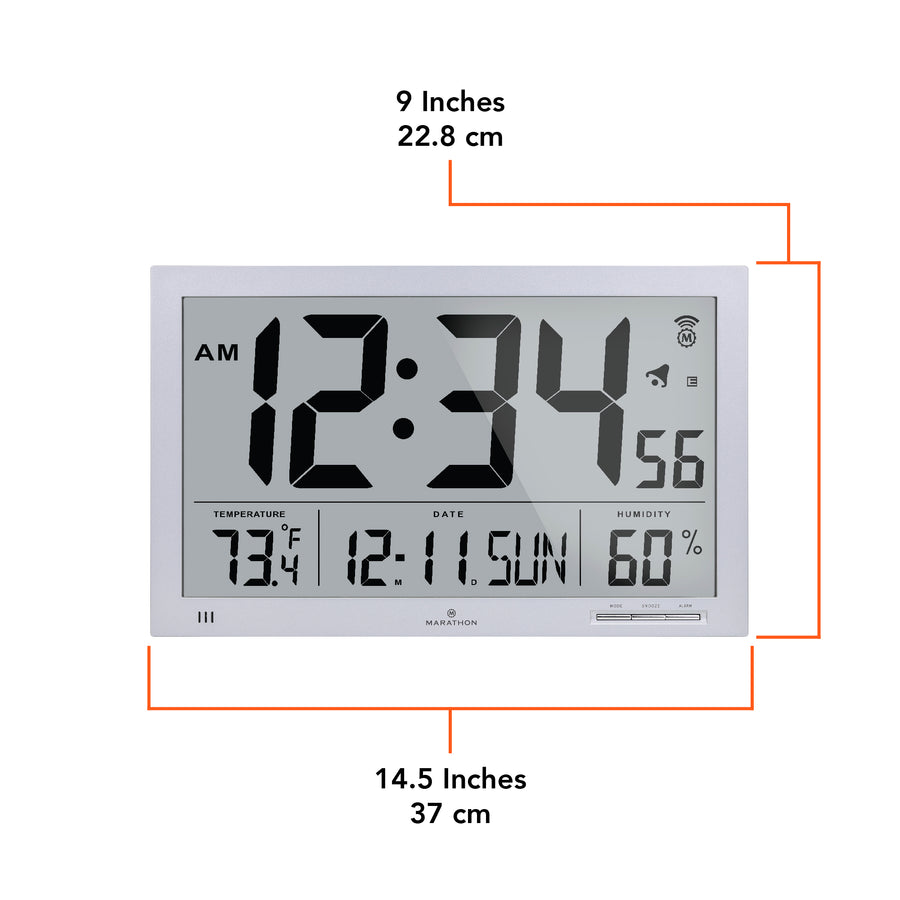 Horloge murale atomique Slim Jumbo avec température intérieure & humidité