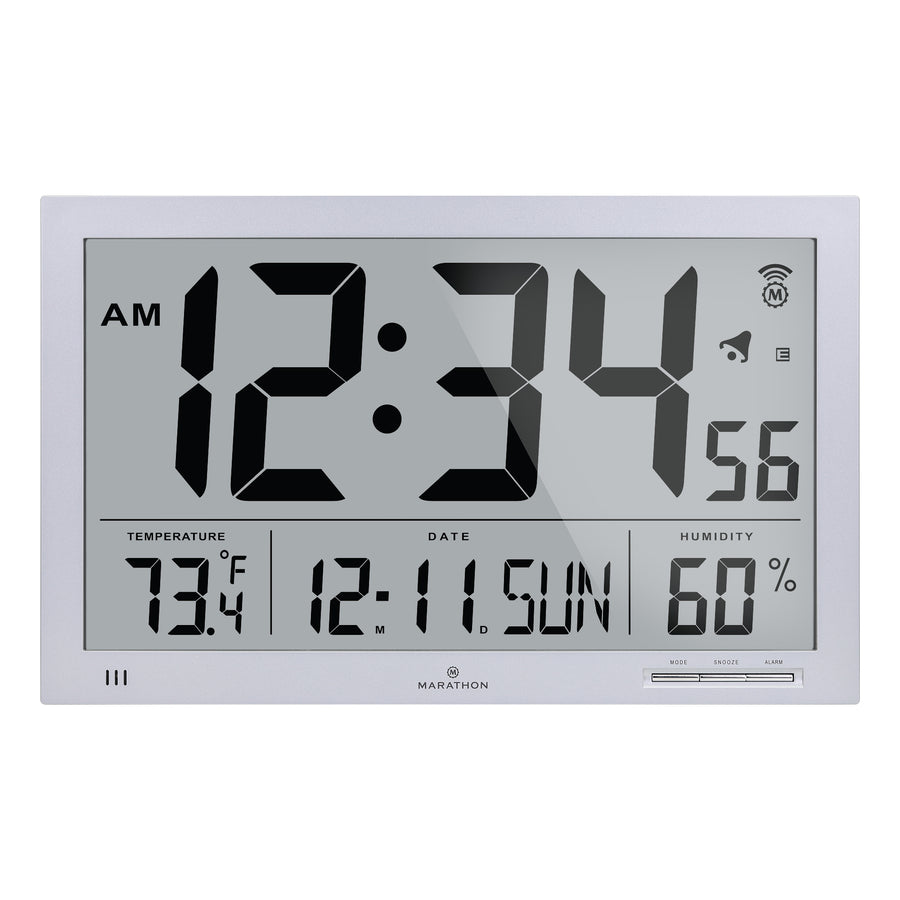 Horloge murale atomique Slim Jumbo avec température intérieure & humidité