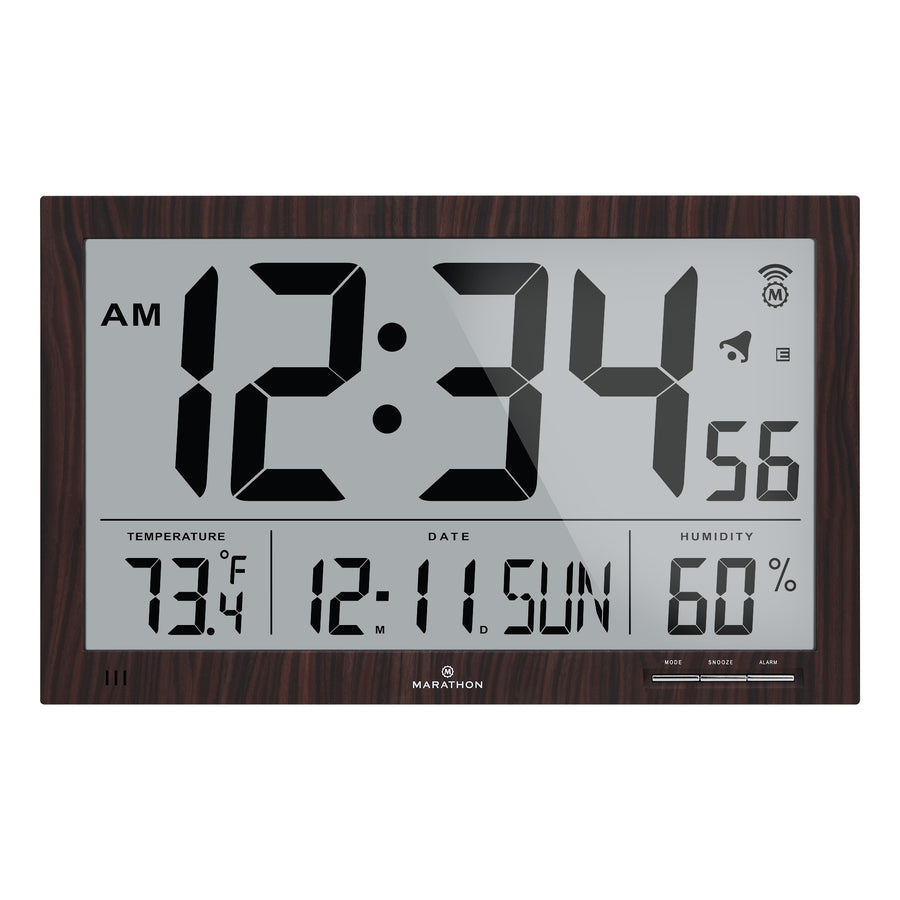 Horloge murale atomique Slim Jumbo avec température intérieure & humidité