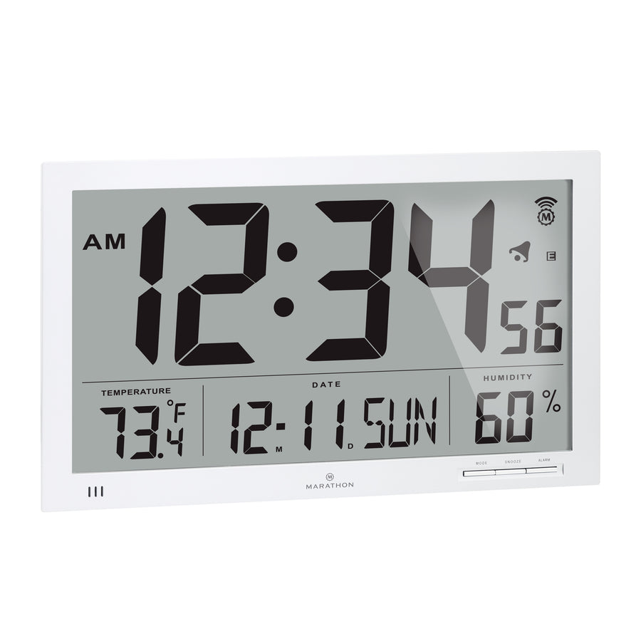 Horloge murale atomique Slim Jumbo avec température intérieure & humidité