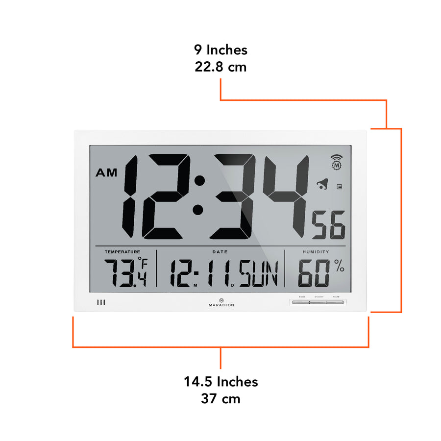 Horloge murale atomique Slim Jumbo avec température intérieure & humidité