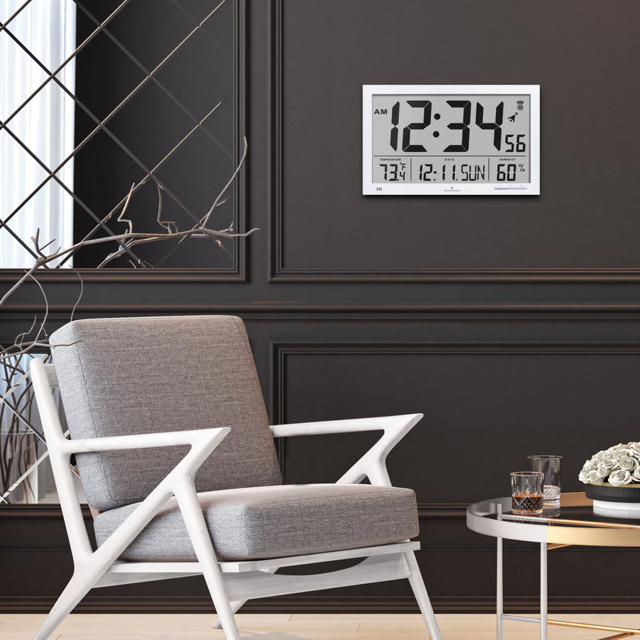 Horloge murale atomique Slim Jumbo avec température intérieure & humidité