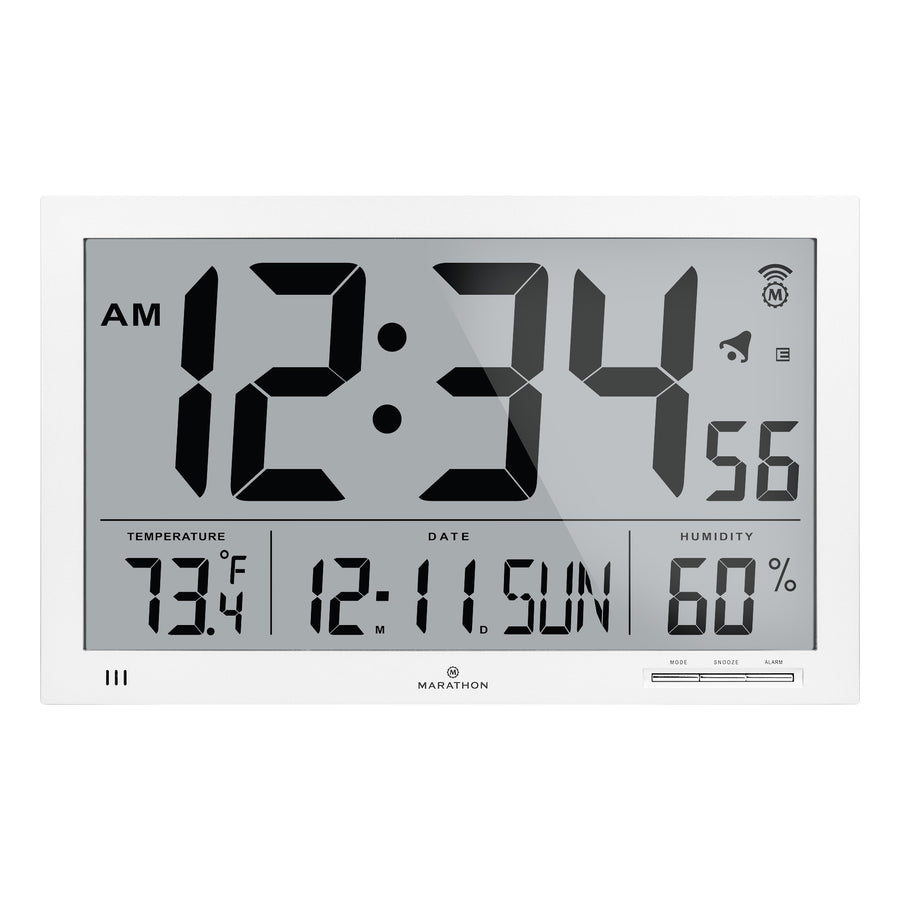 Horloge murale atomique Slim Jumbo avec température intérieure & humidité