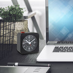 Mini Non-Ticking Analog Alarm Clock with Auto Backlight and Snooze Function