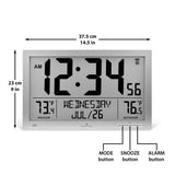 Self-Setting Full Calendar Clock with Extra Large Digits Indoor and Outdoor Temperature - Graphite Grey image