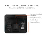 Slim Self-Setting Wall Clock with Full Calendar Display, Temperature & Humidity