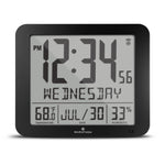 Slim Self-Setting Wall Clock with Full Calendar Display, Temperature & Humidity