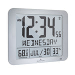 Slim Self-Setting Wall Clock with Full Calendar Display, Temperature & Humidity