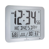 Slim Self-Setting Wall Clock with Full Calendar Display, Temperature & Humidity image