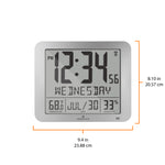 Slim Self-Setting Wall Clock with Full Calendar Display, Temperature & Humidity