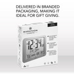 Slim Self-Setting Wall Clock with Full Calendar Display, Temperature & Humidity