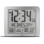 Slim Self-Setting Wall Clock with Full Calendar Display, Temperature & Humidity