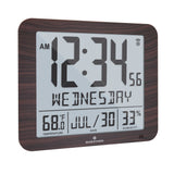Slim Self-Setting Wall Clock with Full Calendar Display, Temperature & Humidity image