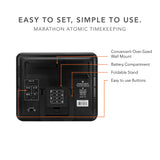 Slim Self-Setting Wall Clock with Full Calendar Display, Temperature & Humidity image