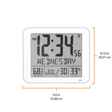 Slim Self-Setting Wall Clock with Full Calendar Display, Temperature & Humidity image