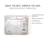 Slim Self-Setting Wall Clock with Full Calendar Display, Temperature & Humidity