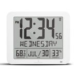 Slim Self-Setting Wall Clock with Full Calendar Display, Temperature & Humidity