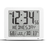 Slim Self-Setting Wall Clock with Full Calendar Display, Temperature & Humidity image