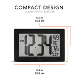 Self-Setting, Self-Adjusting, Wall Clock w/ Stand & 8 Time Zones - Black/Black Stainless Steel image