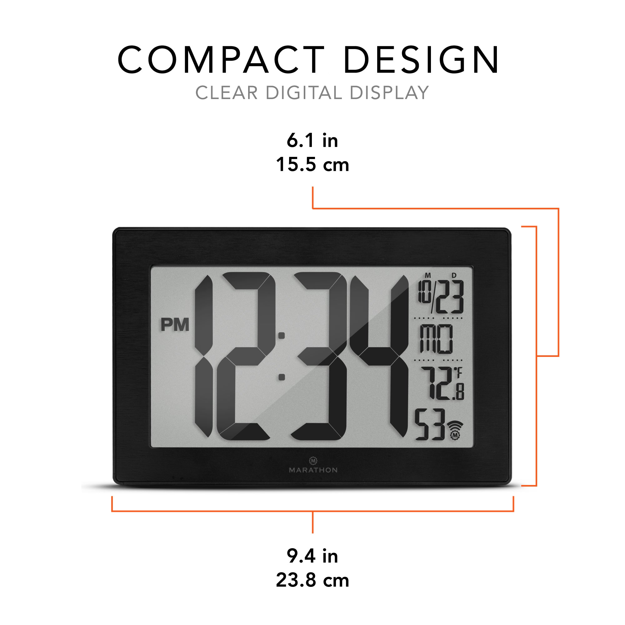 Self-Setting, Self-Adjusting, Wall Clock w/ Stand & 8 Time Zones - Black/Black Stainless Steel image
