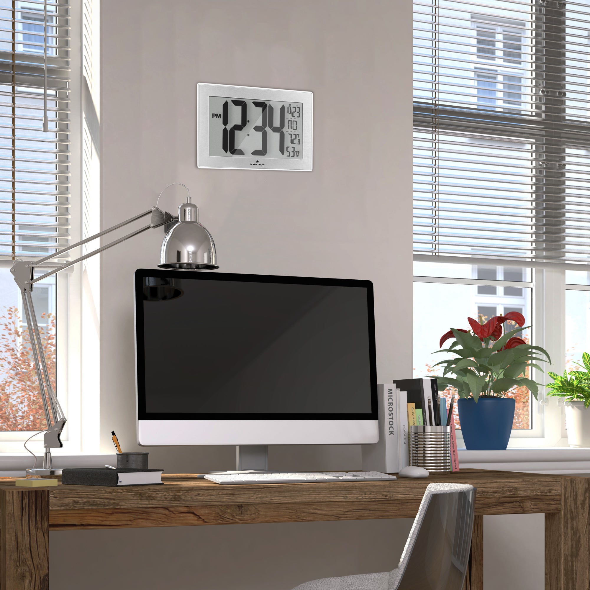 Atomique, à réglage automatique, à réglage automatique, horloge murale avec support et 8 fuseaux horaires image