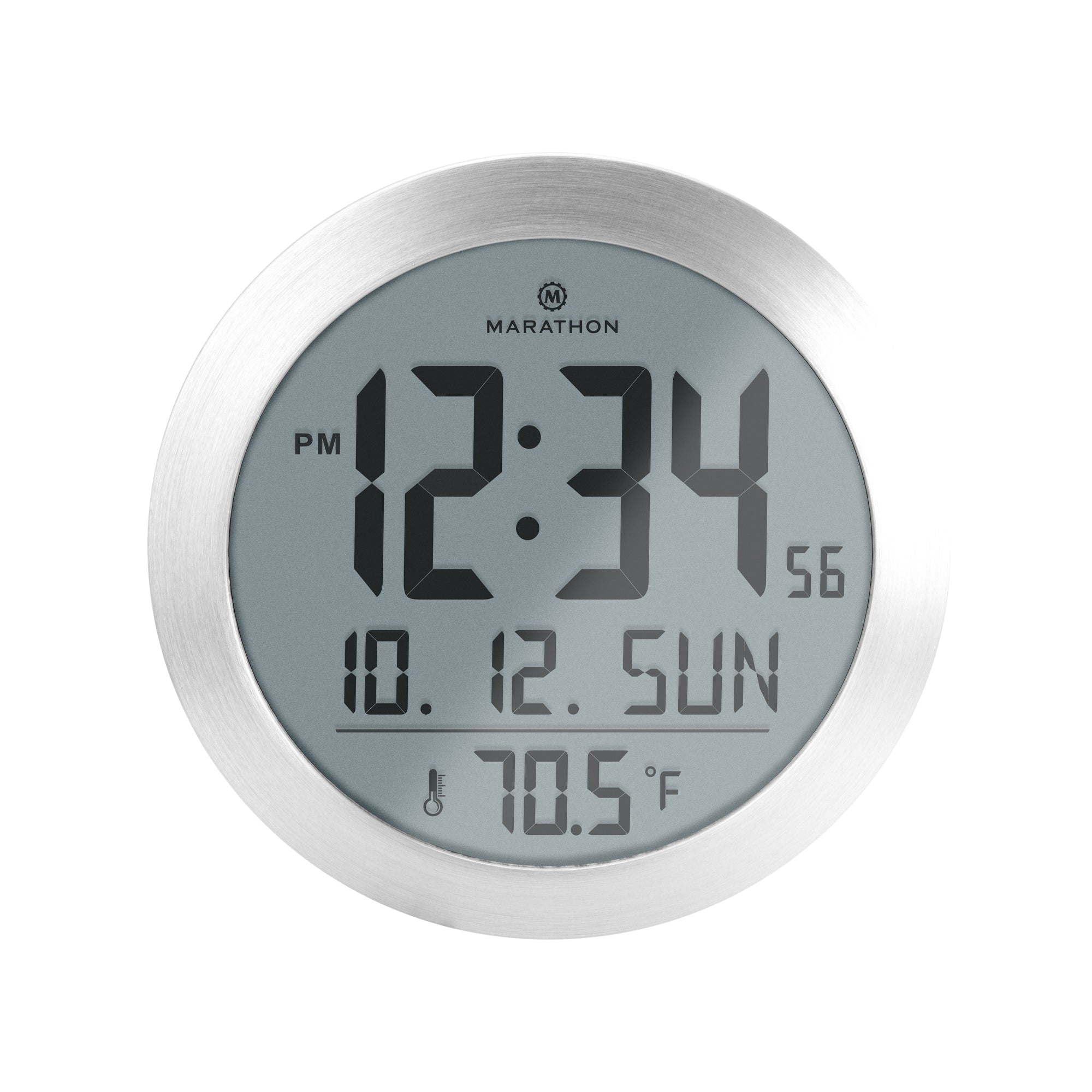 8 Inch Round Digital Wall Clock with Date & Indoor Temperature