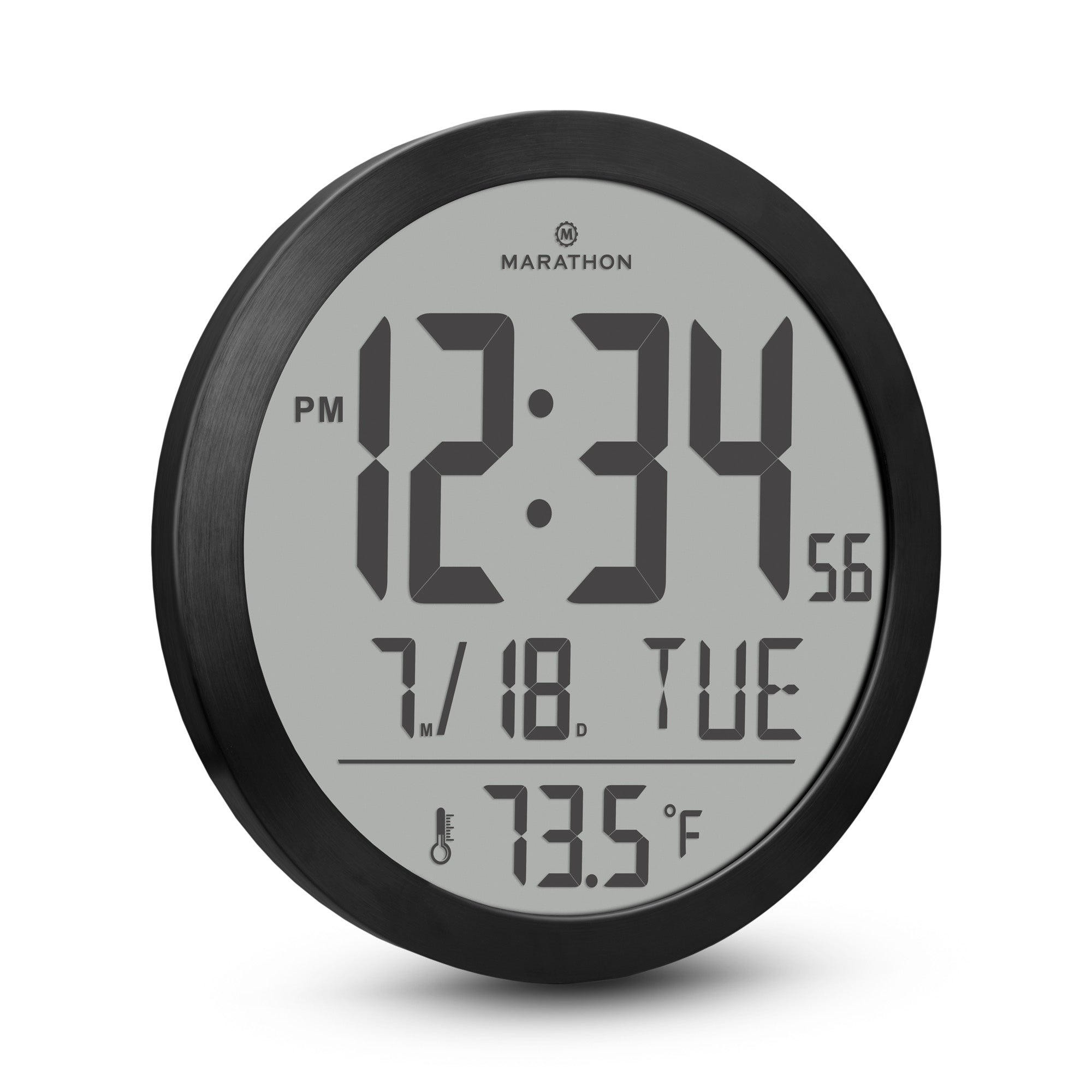 15 Inch Round Digital Wall Clock - Black – Marathon Watch