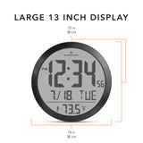 15 Inch Round Digital Wall Clock - Black image