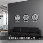 15 Inch Round Digital Wall Clock - Black