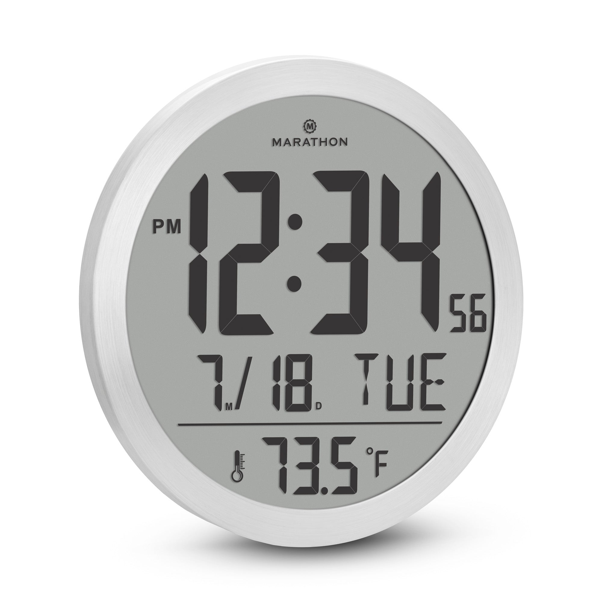 15 Inch Round Digital Wall Clock - Stainless Steel image