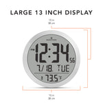 15 Inch Round Digital Wall Clock - Stainless Steel