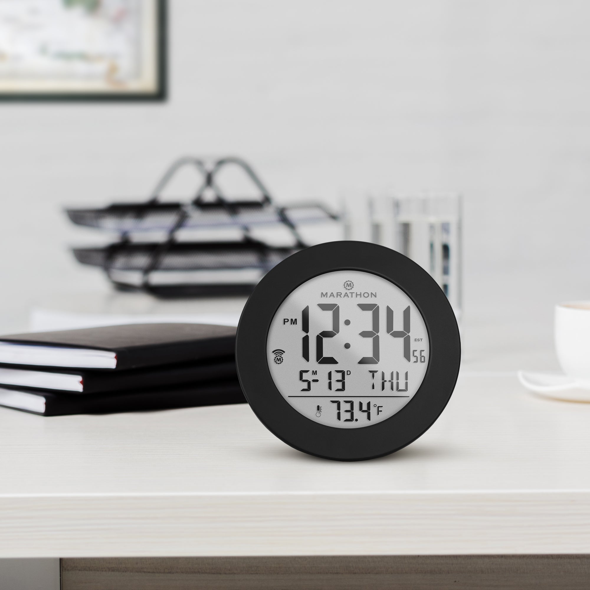 3.5 Inch Round Self-Setting Alarm Clock with Push-Button Backlight image