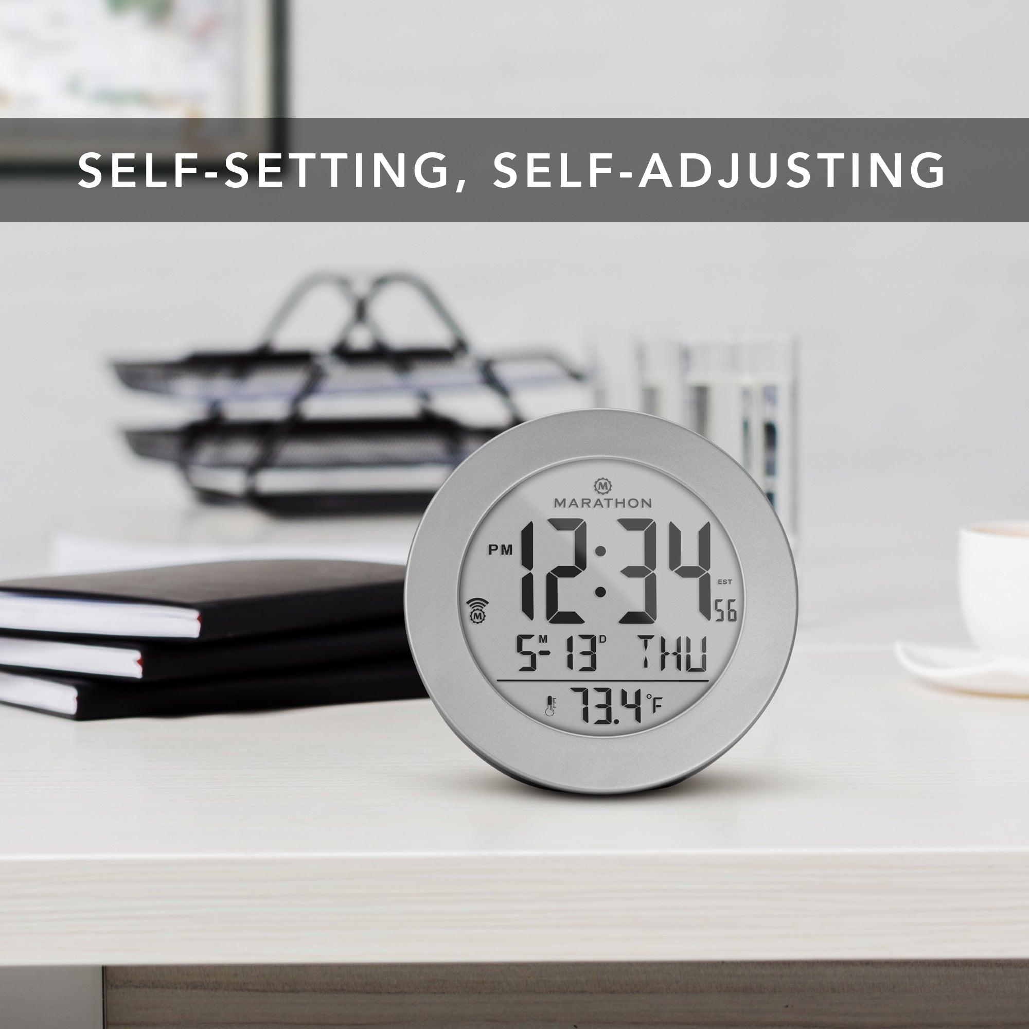 3.5 Inch Round Self-Setting Alarm Clock with Push-Button Backlight