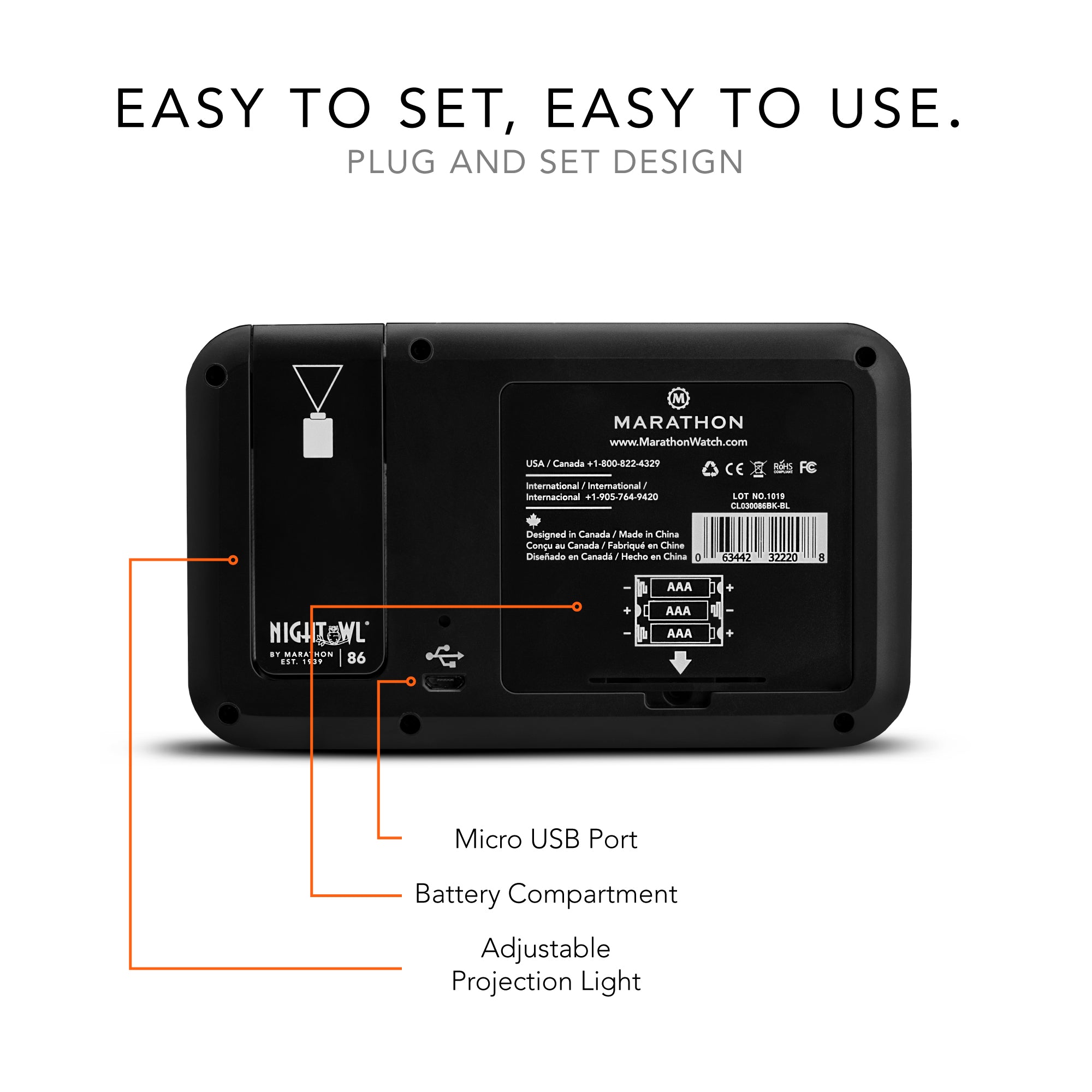 Reloj de proyección con pantalla grande y retroiluminación