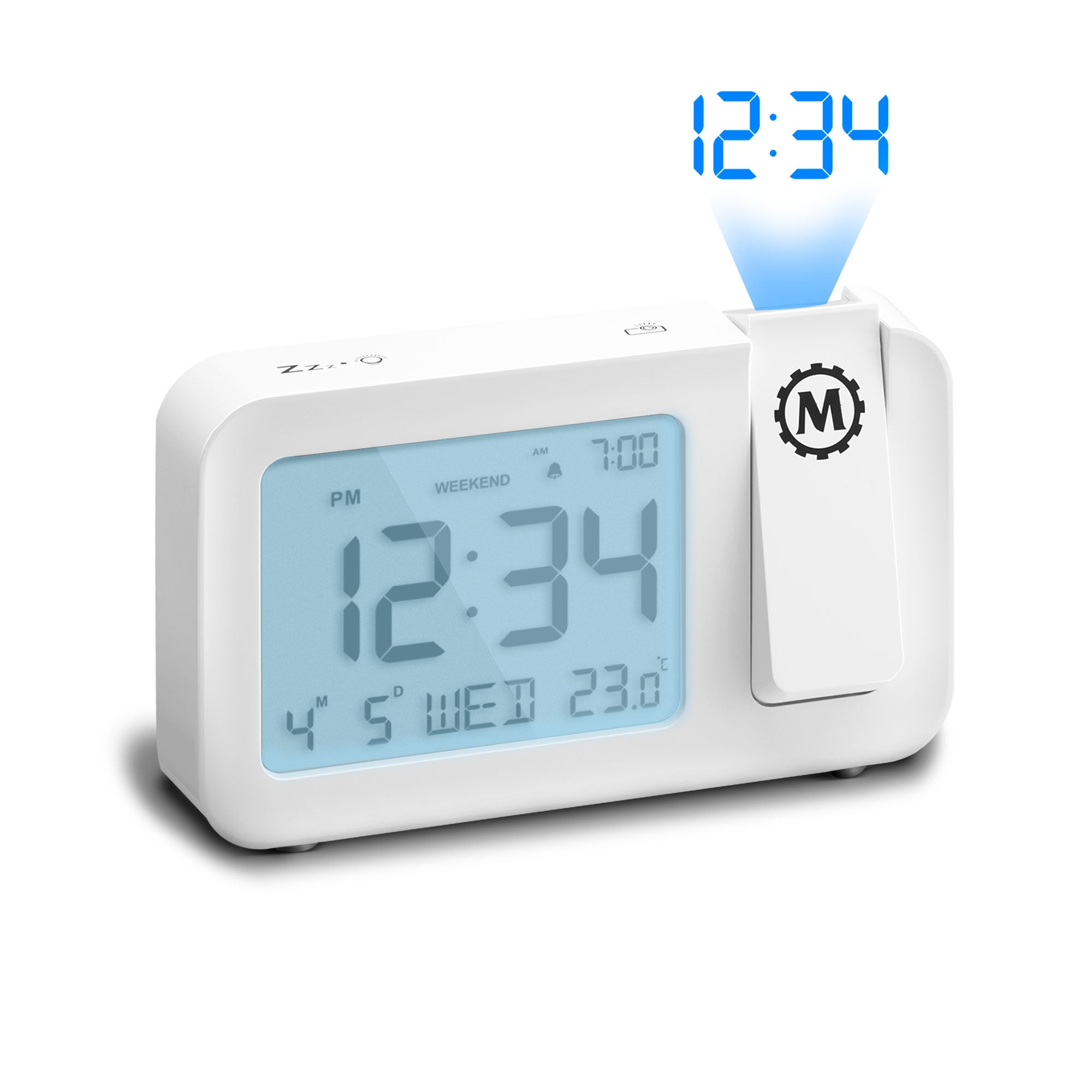 Reloj de proyección con pantalla grande y retroiluminación