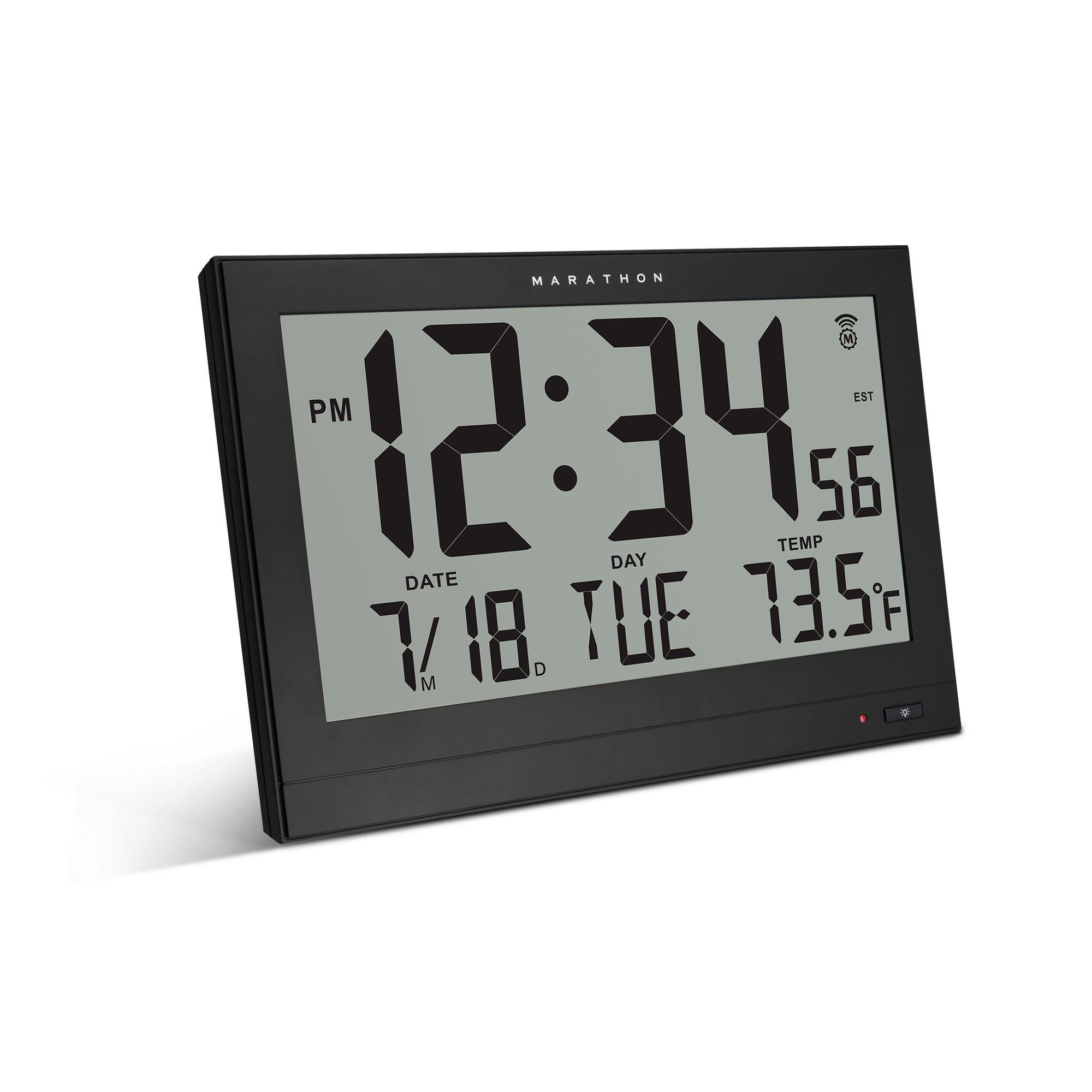 Jumbo Self-Setting Wall Clock with Auto Backlight and Power Adapter