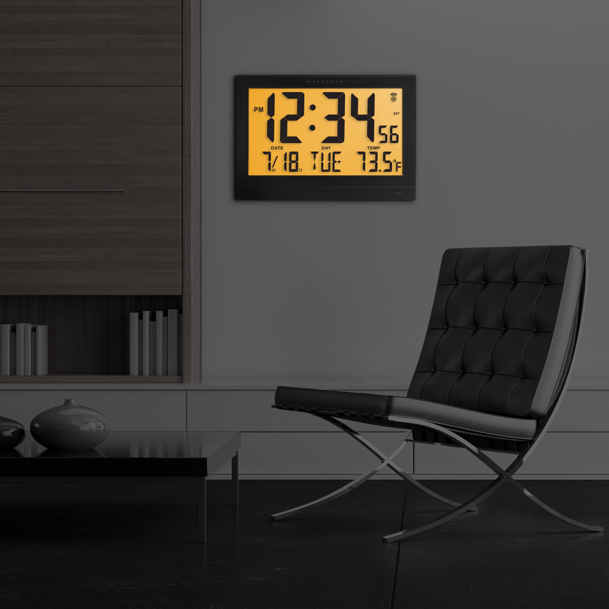 Jumbo Self-Setting Wall Clock with Auto Backlight and Power Adapter