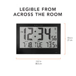 Jumbo Self-Setting Wall Clock with Auto Backlight and Power Adapter