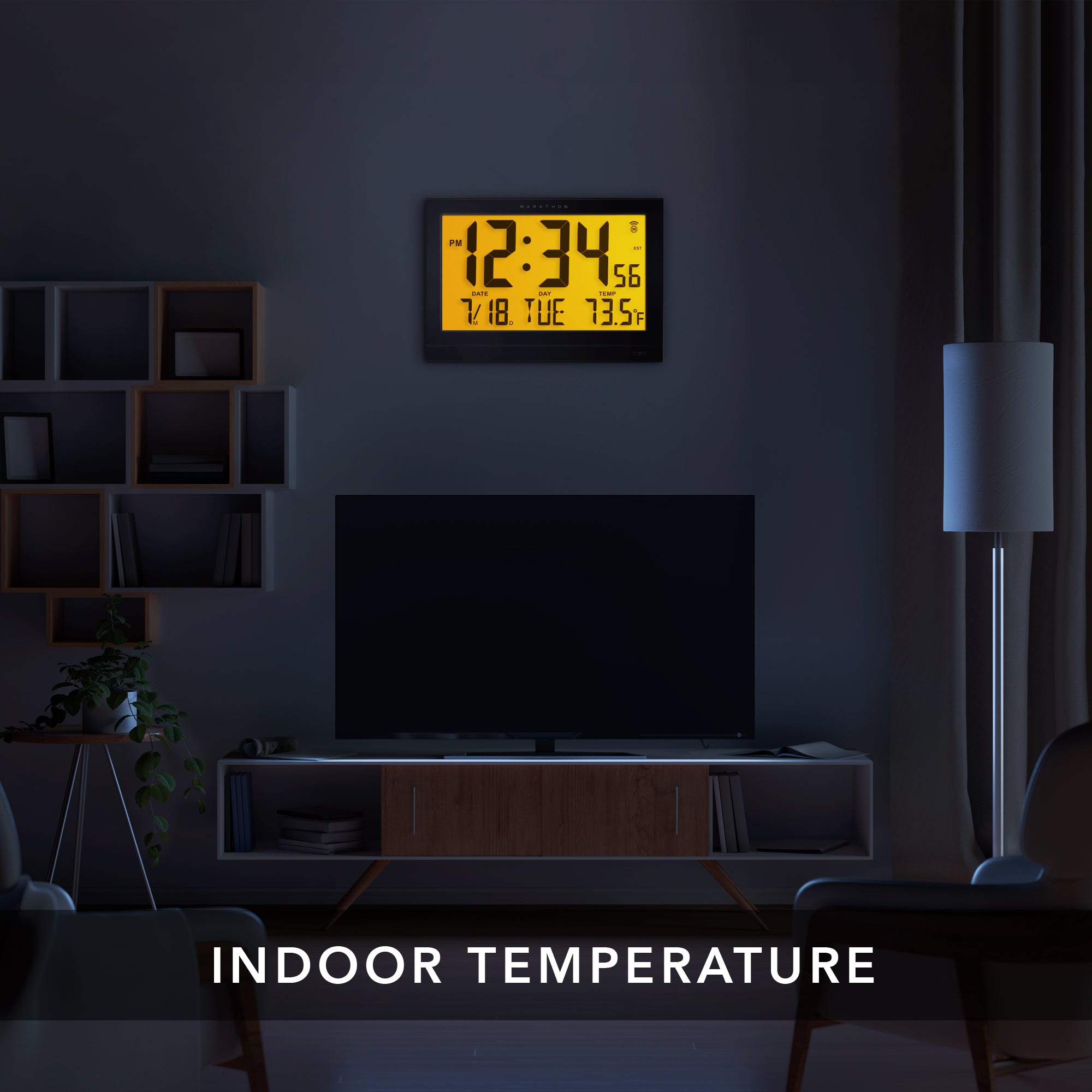 Jumbo Self-Setting Wall Clock with Auto Backlight and Power Adapter